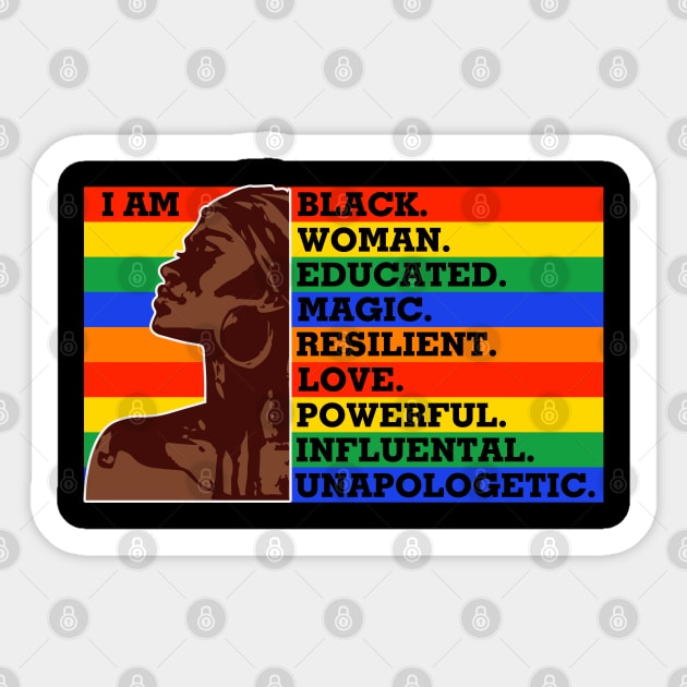 I am a black woman, Black Queen, Black Girl Magic Sticker by UrbanLifeApparel